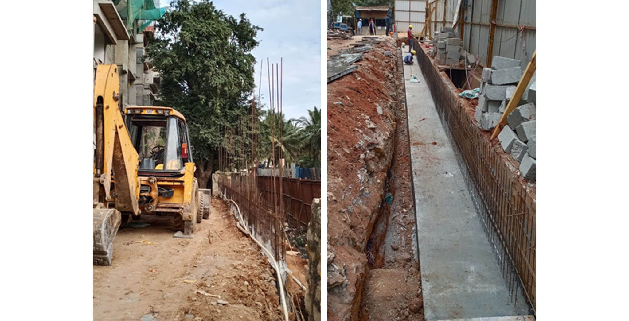 Dec 2020 - External Development: South and North side compound retaining wall work-in-progress.