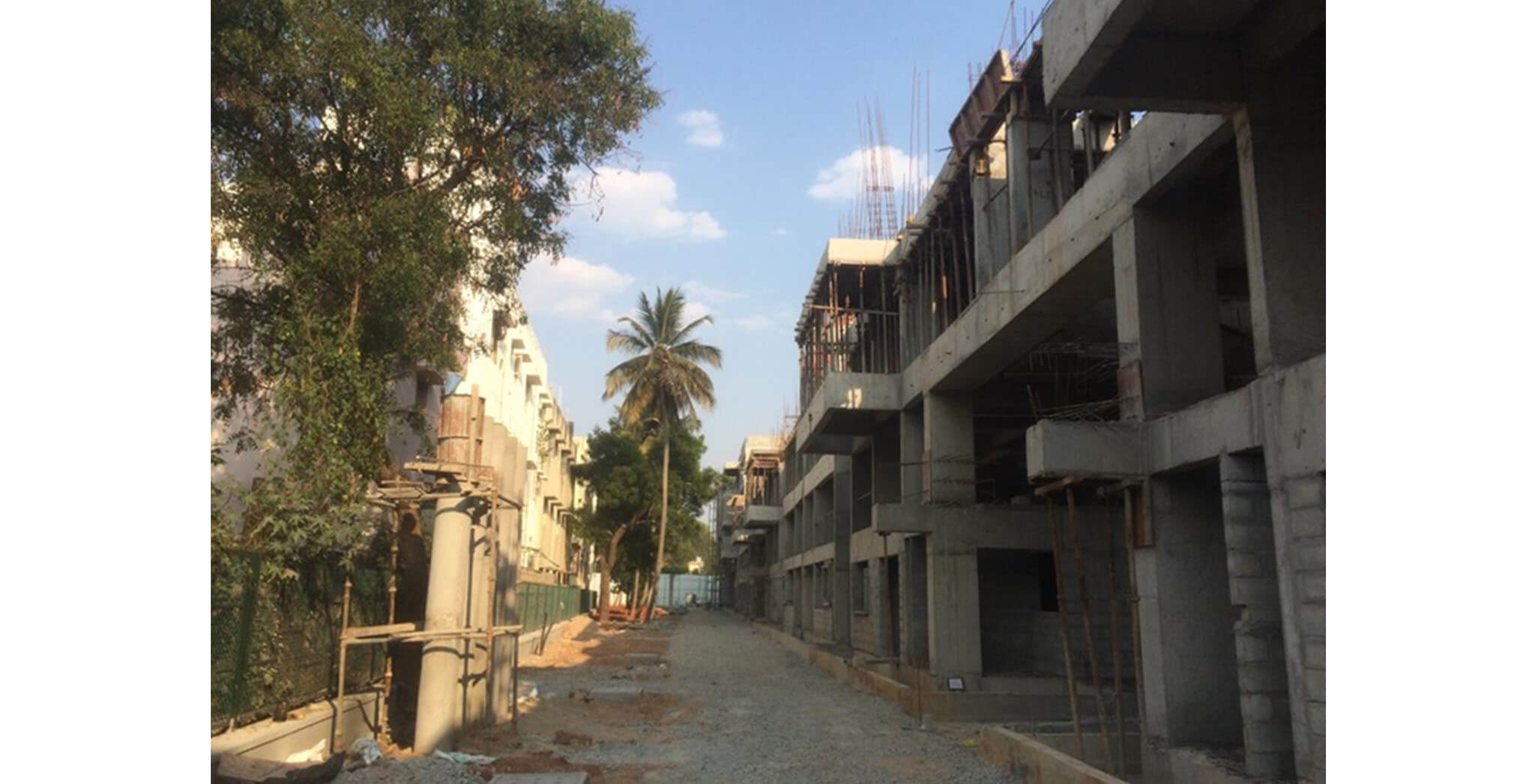 Feb 2021 - Towers F, S, and T: 3rd floor slab work completed; Tower E: 2nd floor slab work under progress
