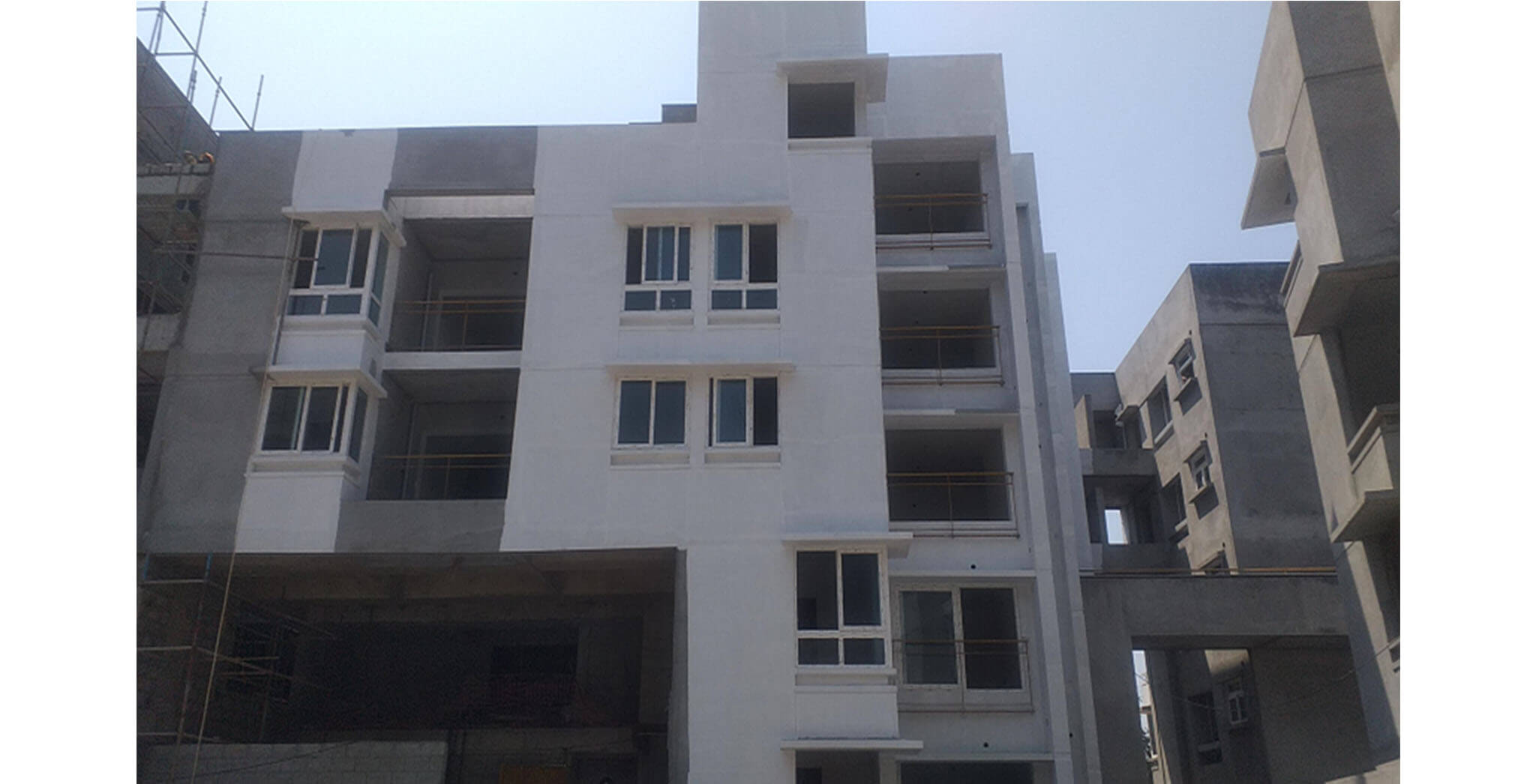 Feb 2021 - Towards North side view: K Block—Board games room internal plastering, and external primer work-in-progress