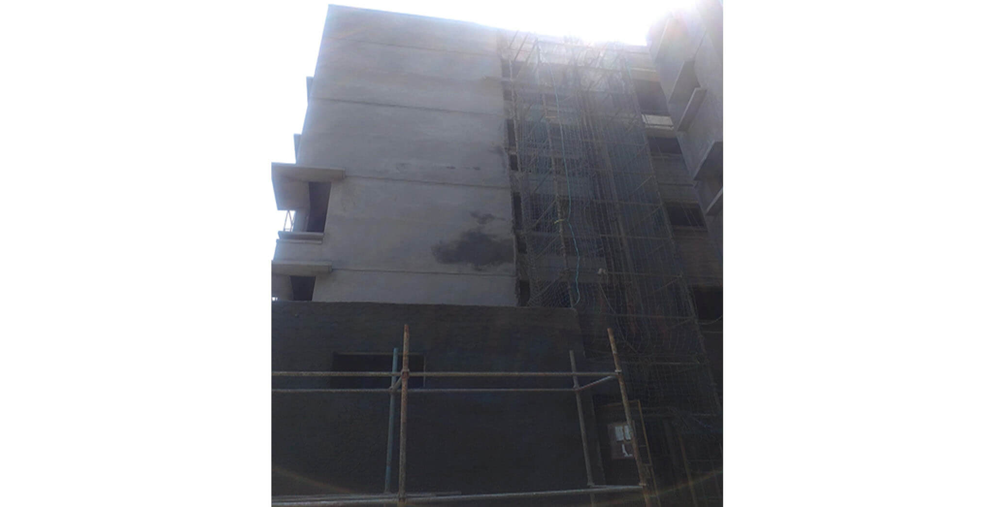 Feb 2021 - Towards West side view: N Block—External plastering works completed