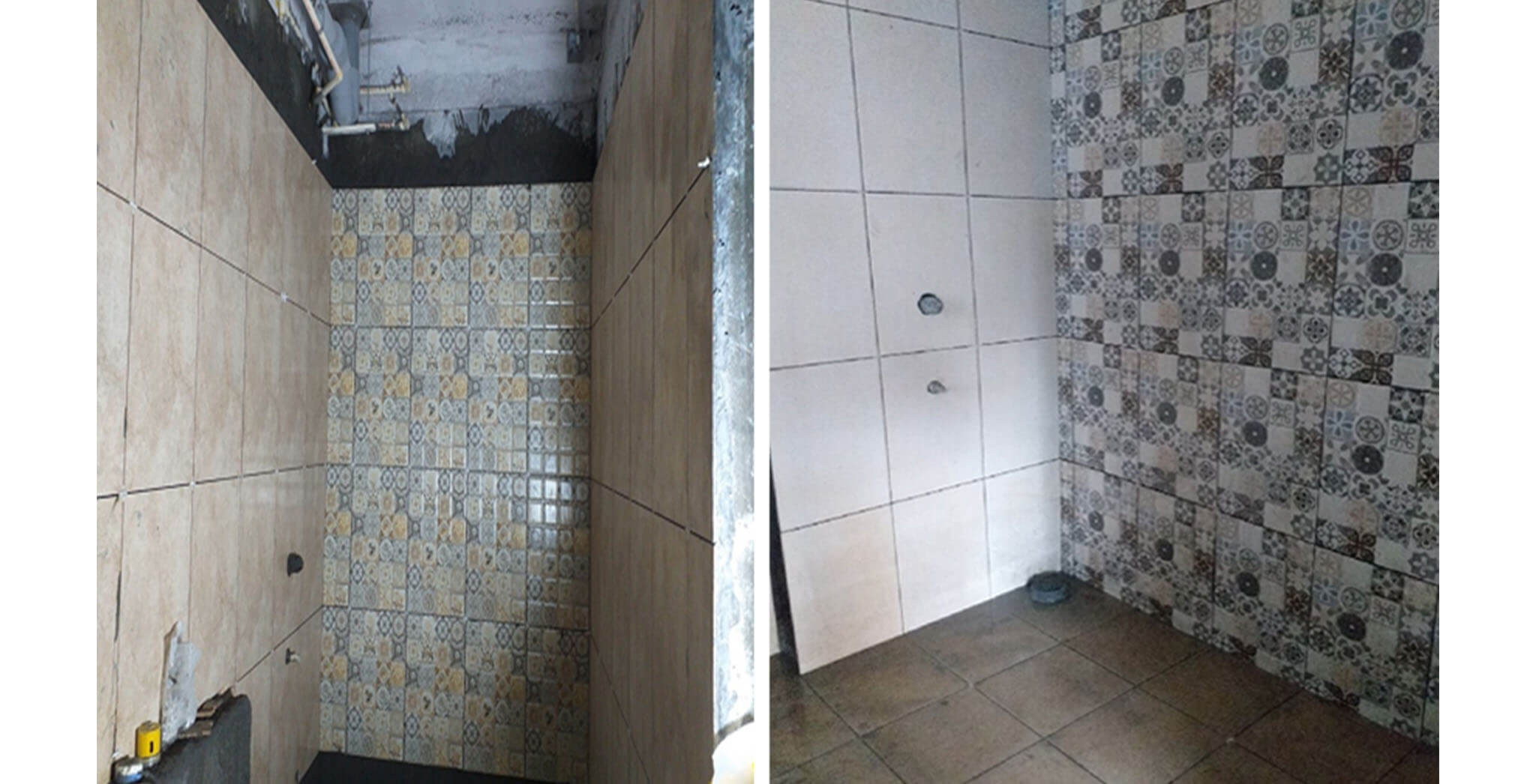 Feb 2021 - West side view: P Block—Tiling work-in-progress