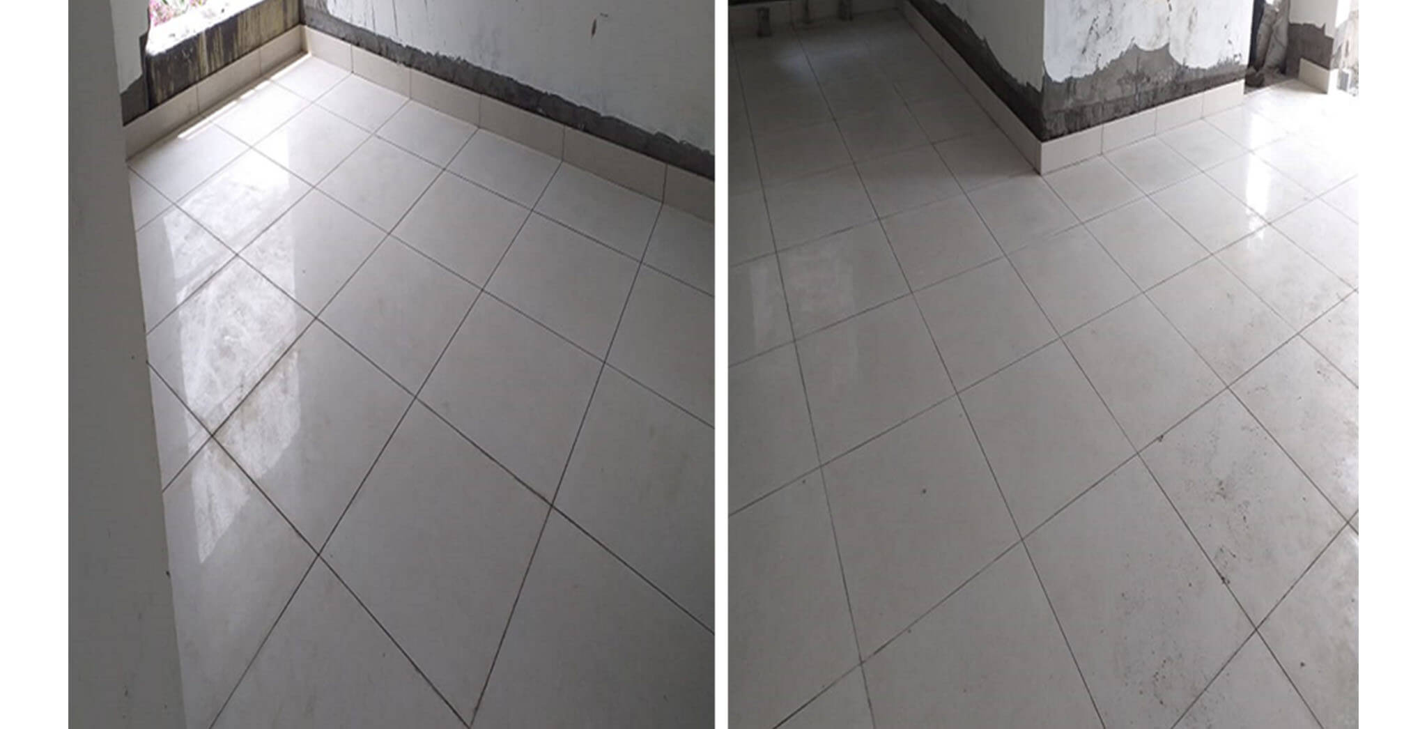 Feb 2021 - West side view: P Block—Tiling work-in-progress