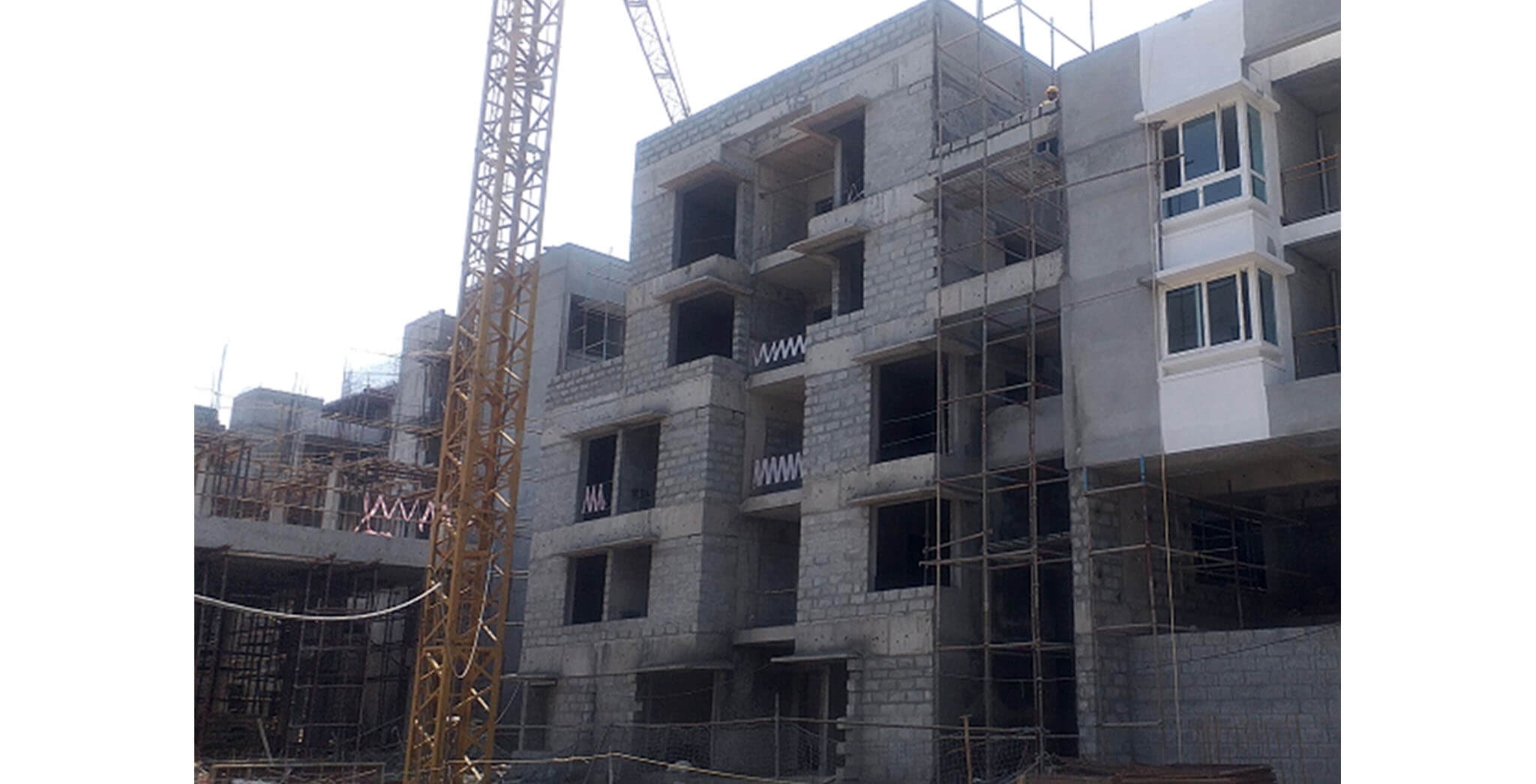 Feb 2021 - Podium side view: J Block—Internal plastering work-in-progress