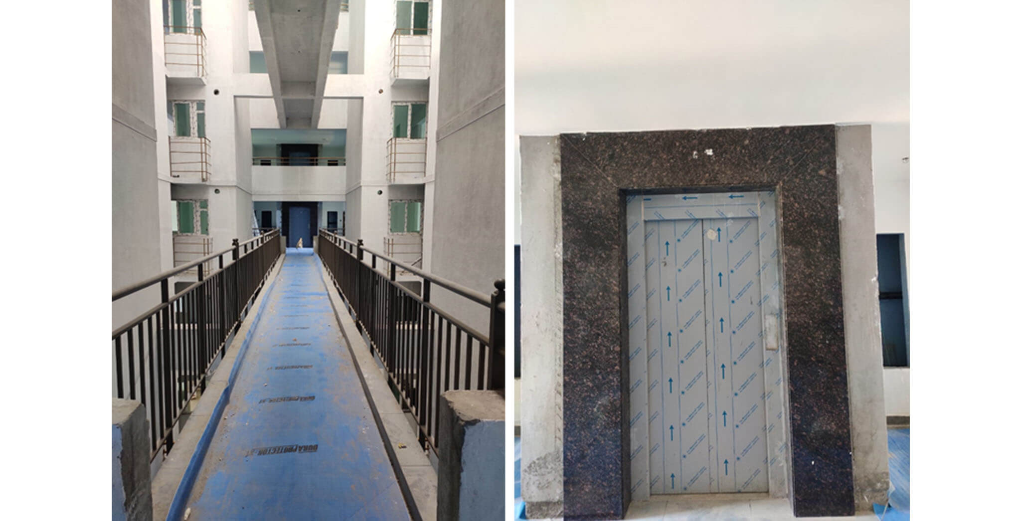 Feb 2021 - Connecting bridge: Tiling work & lift cladding work-in-progress