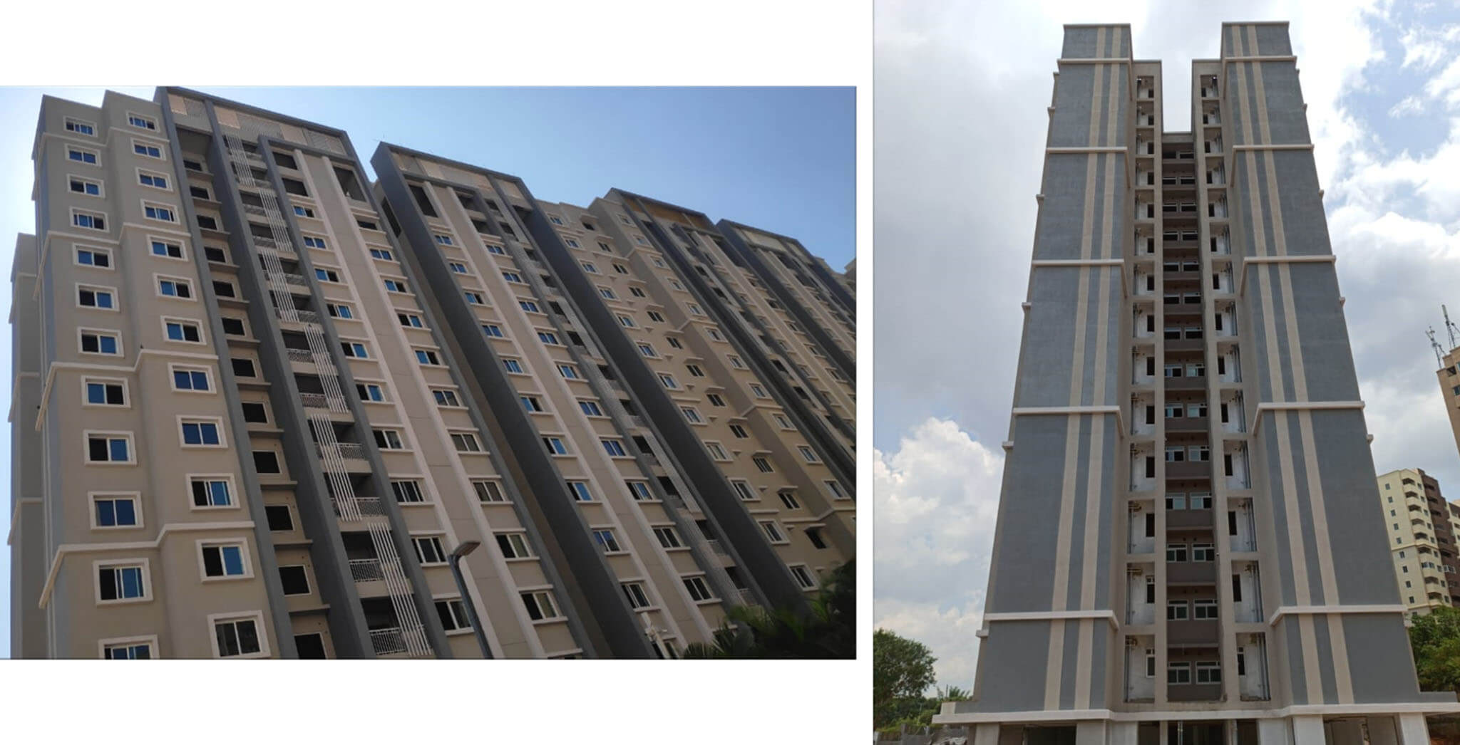 Apr 2021 - Towers E, F & G: Structure completed; External plastering 100% completed, external painting 100% completed & internal finishes in progress