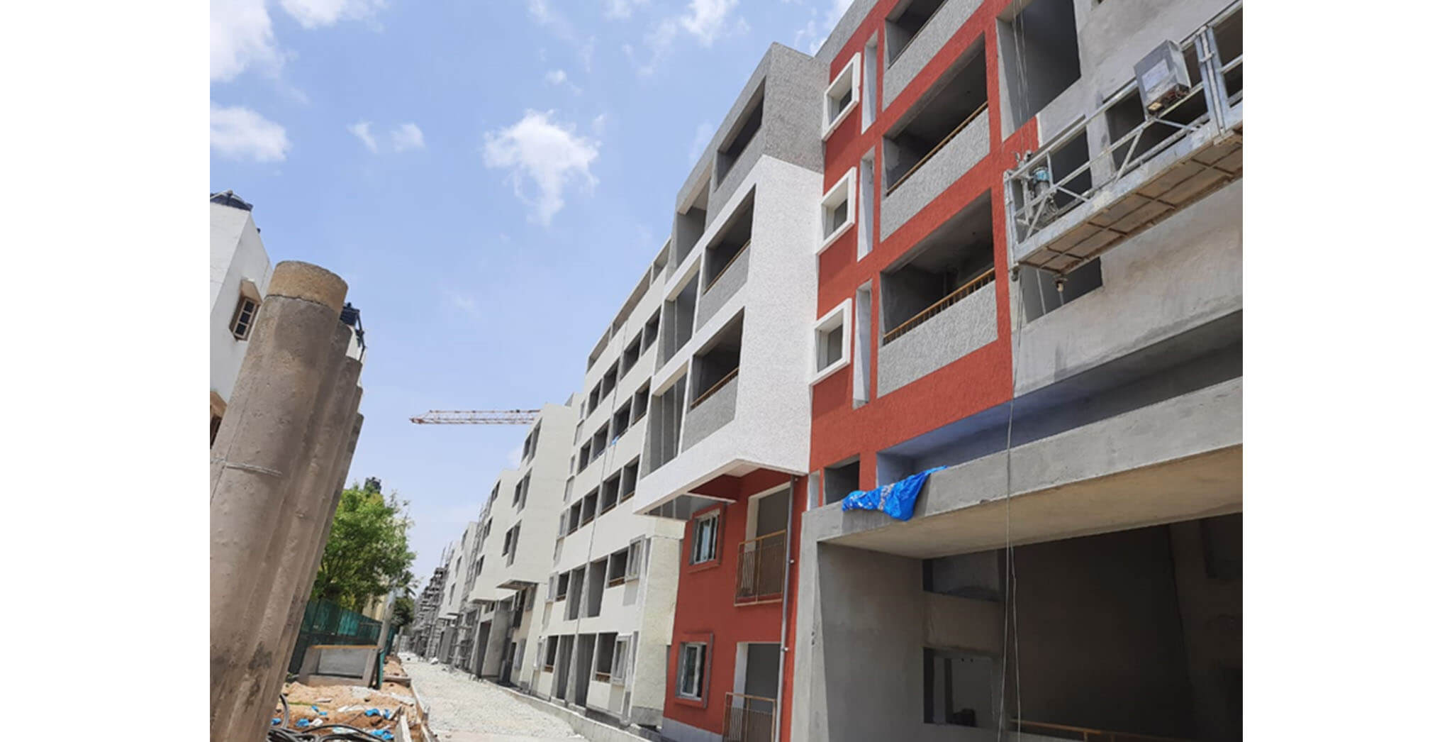 May 2021 - Tower F: External texture and painting work-in-progress