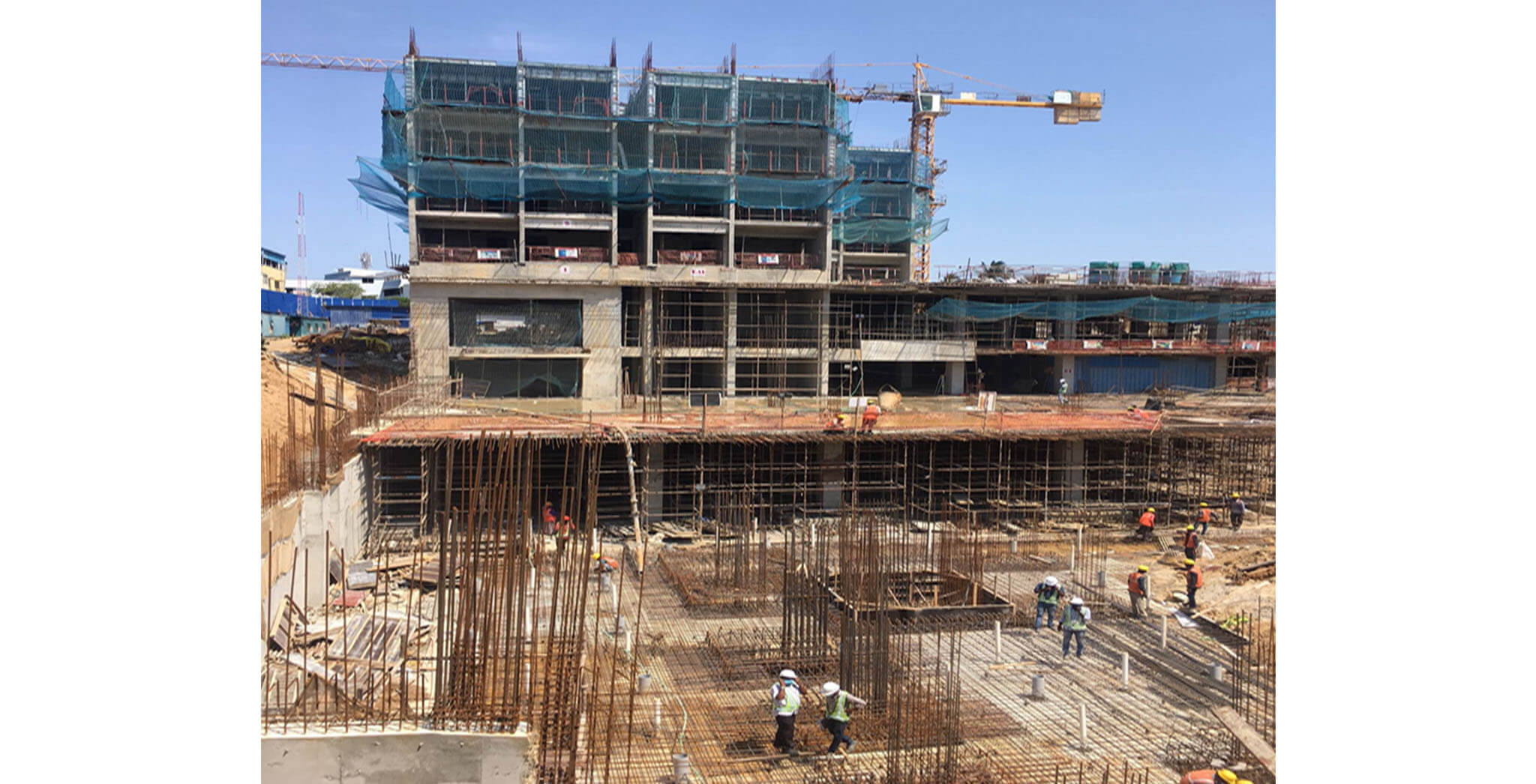 May 2021 - Tower A1: Fifth floor level above slab work is in progress