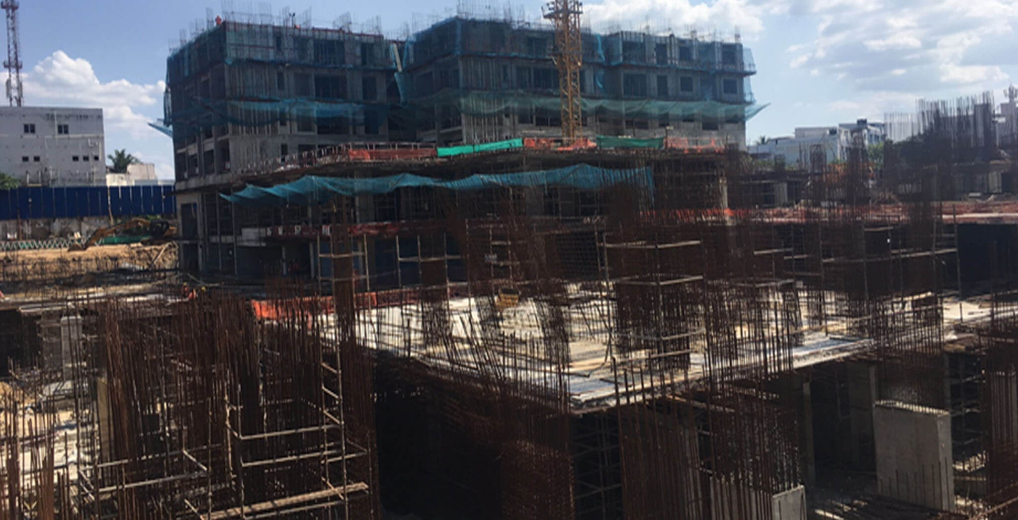 May 2021 - Non Tower: Basement 1 and Column above raft work is in progress