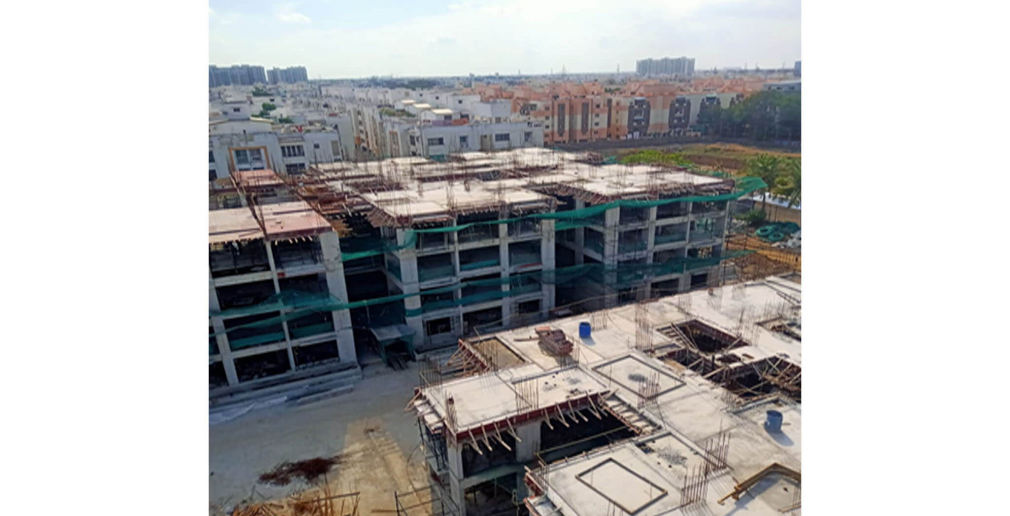 Jun 2021 - Block H—Excavation completed, foundational works completed, ground floor slab completed, first floor slab completed, second floor slab completed, third floor slab completed, fourth floor slab in progress