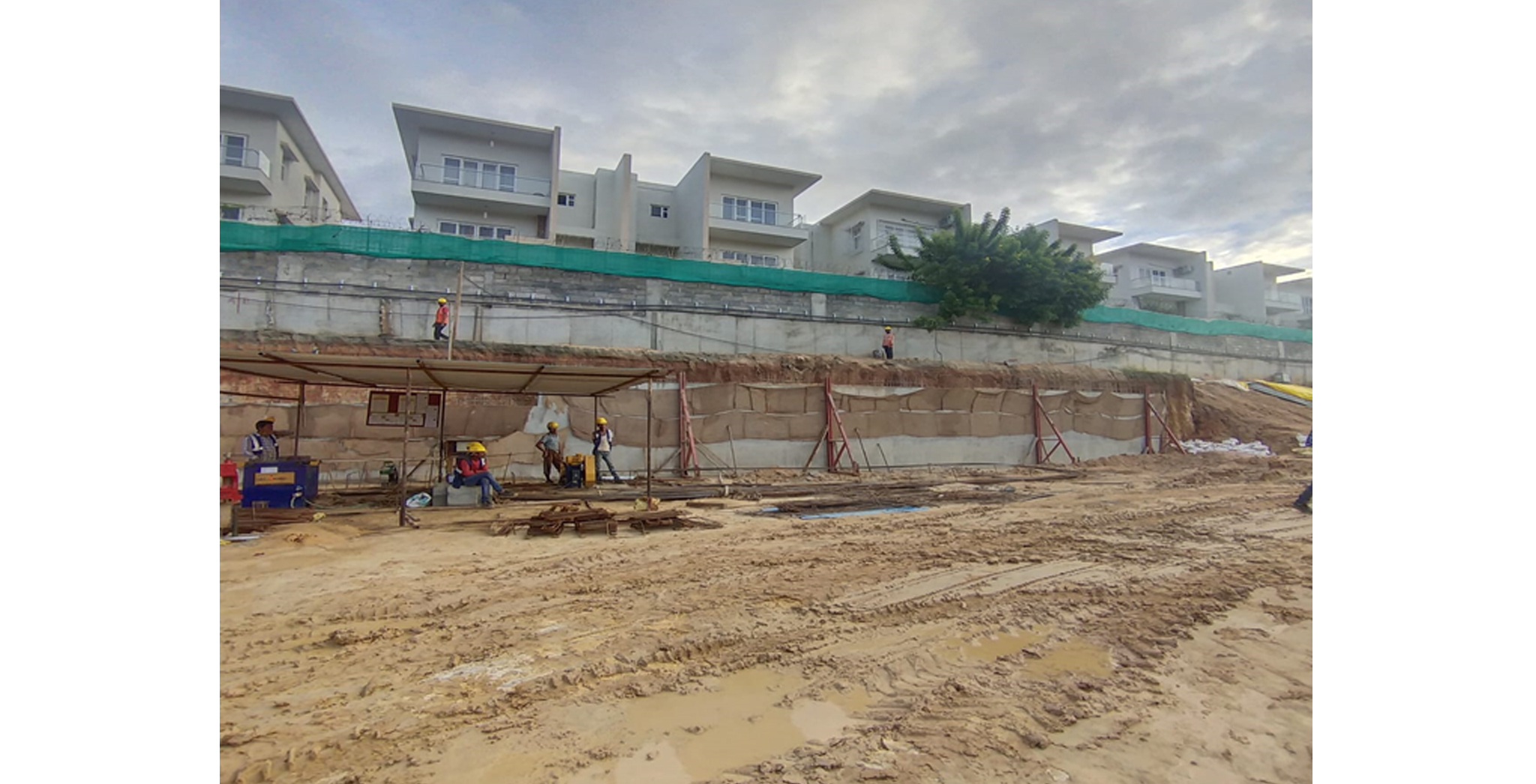 Aug 2021 - Block A and B: South side retaining wall work in progress