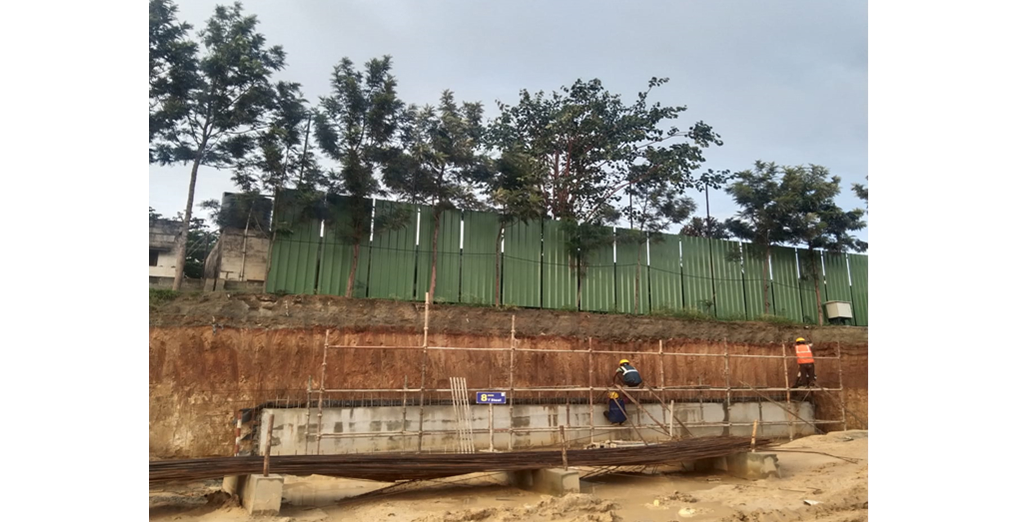 Aug 2021 - Block A: North side retaining wall work in progress