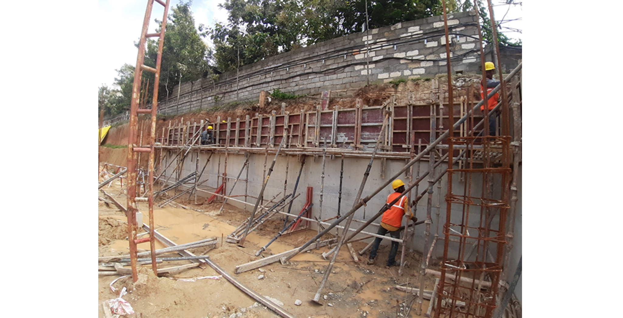 Aug 2021 - Block D: South side retaining wall works in progress