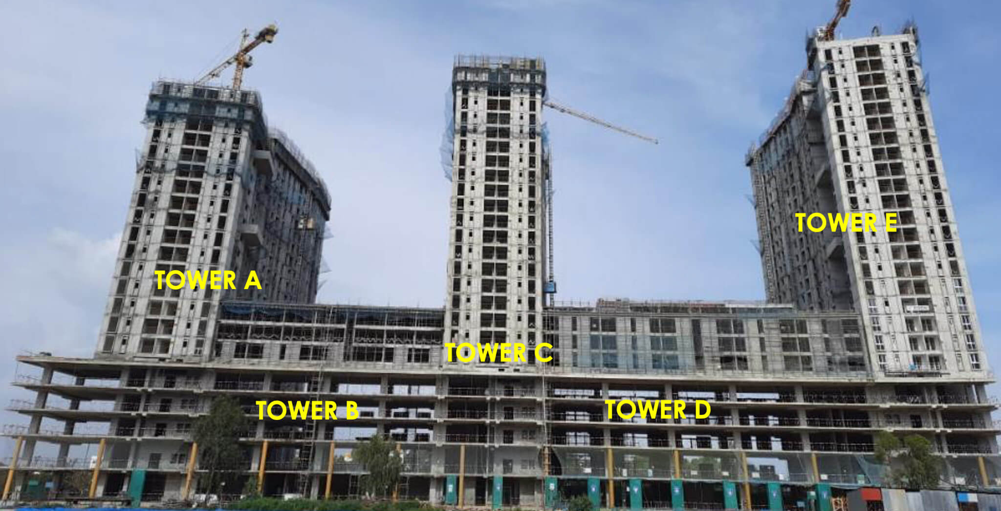 Aug 2021 - Eden Tower A: 23rd & 25th Floor structure works in progress. Eden Tower C: Terrace Floor structure works in progress. Other Towers Terrace Floor structure works completed