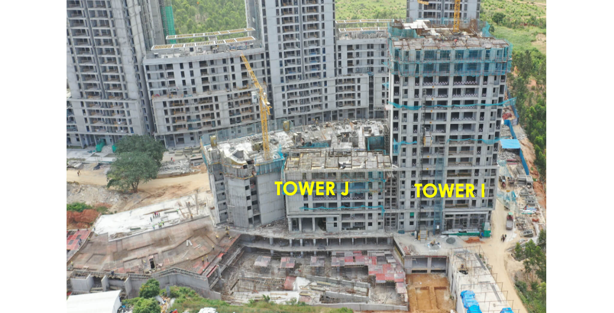 Aug 2021 - Halcyon Overall view: Tower I – 17th Floor structure works in progress. Tower J – 7th Floor structure works in progress