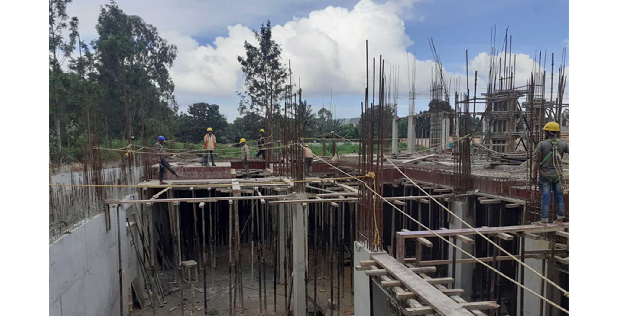 Nov 2021 - Block D: Ground floor level slab shuttering work in progress