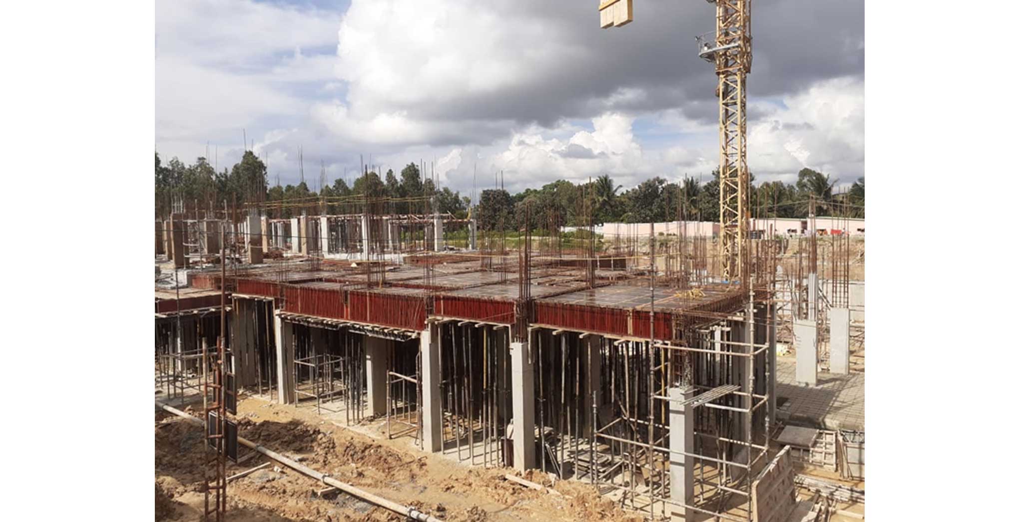 Nov 2021 - Block C: Ground floor level slab shuttering work in progress