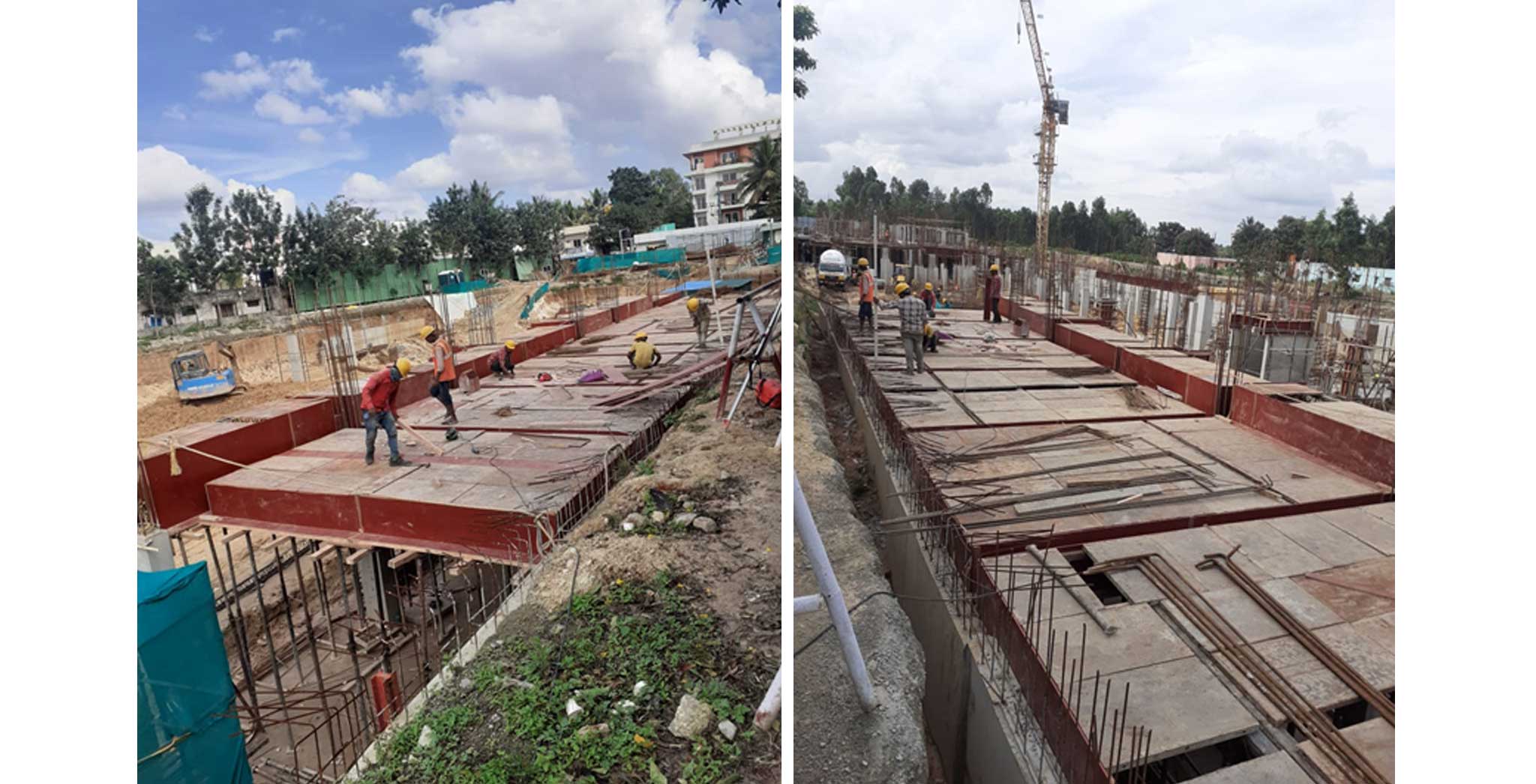 Nov 2021 - Block B: Ground floor podium slab shuttering work in progress