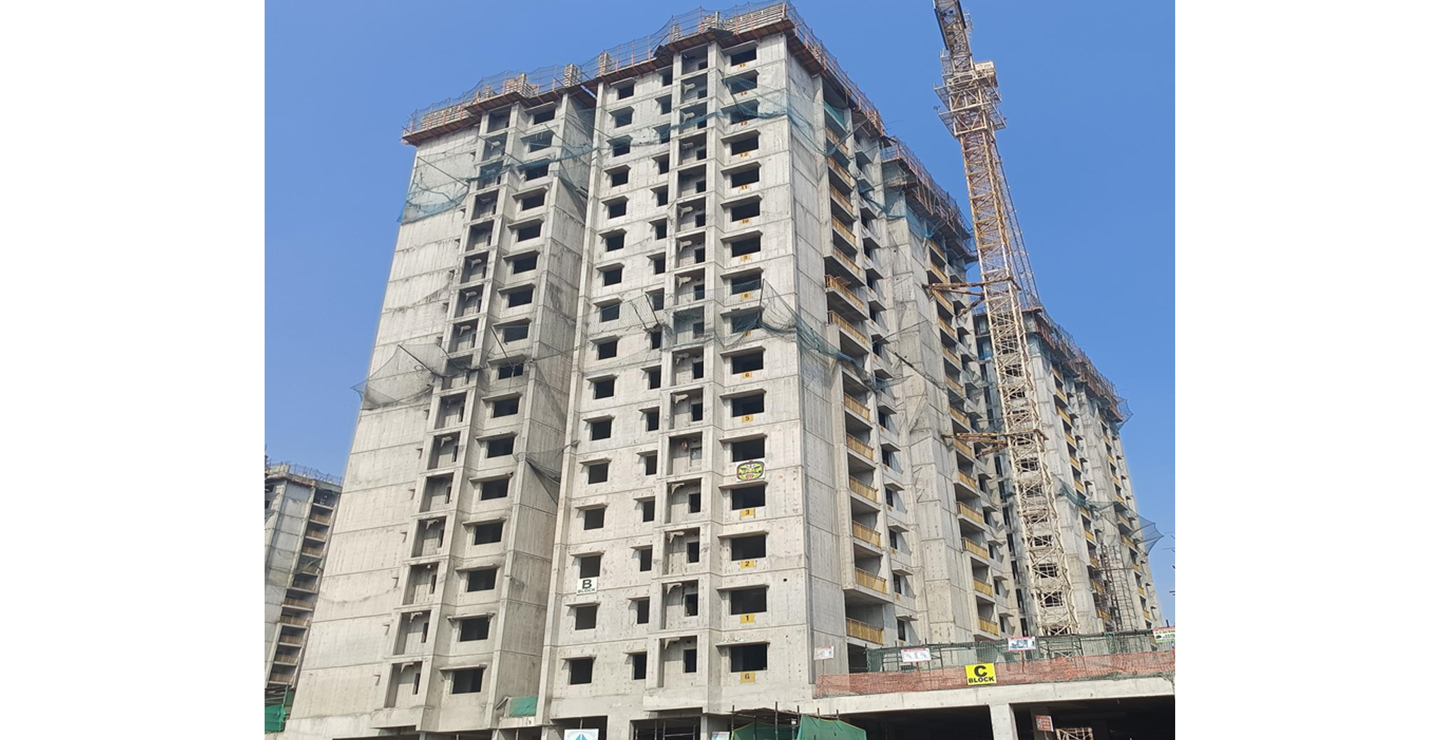 Dec 2021 - Block B: Terrace Floor – 100% Completed. Above Terrace Works in Progress. Finishing Activities in Progress