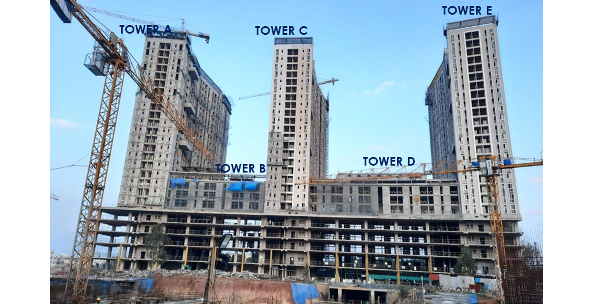 Dec 2021 - Eden : All Towers structure works completed, external painting in progress