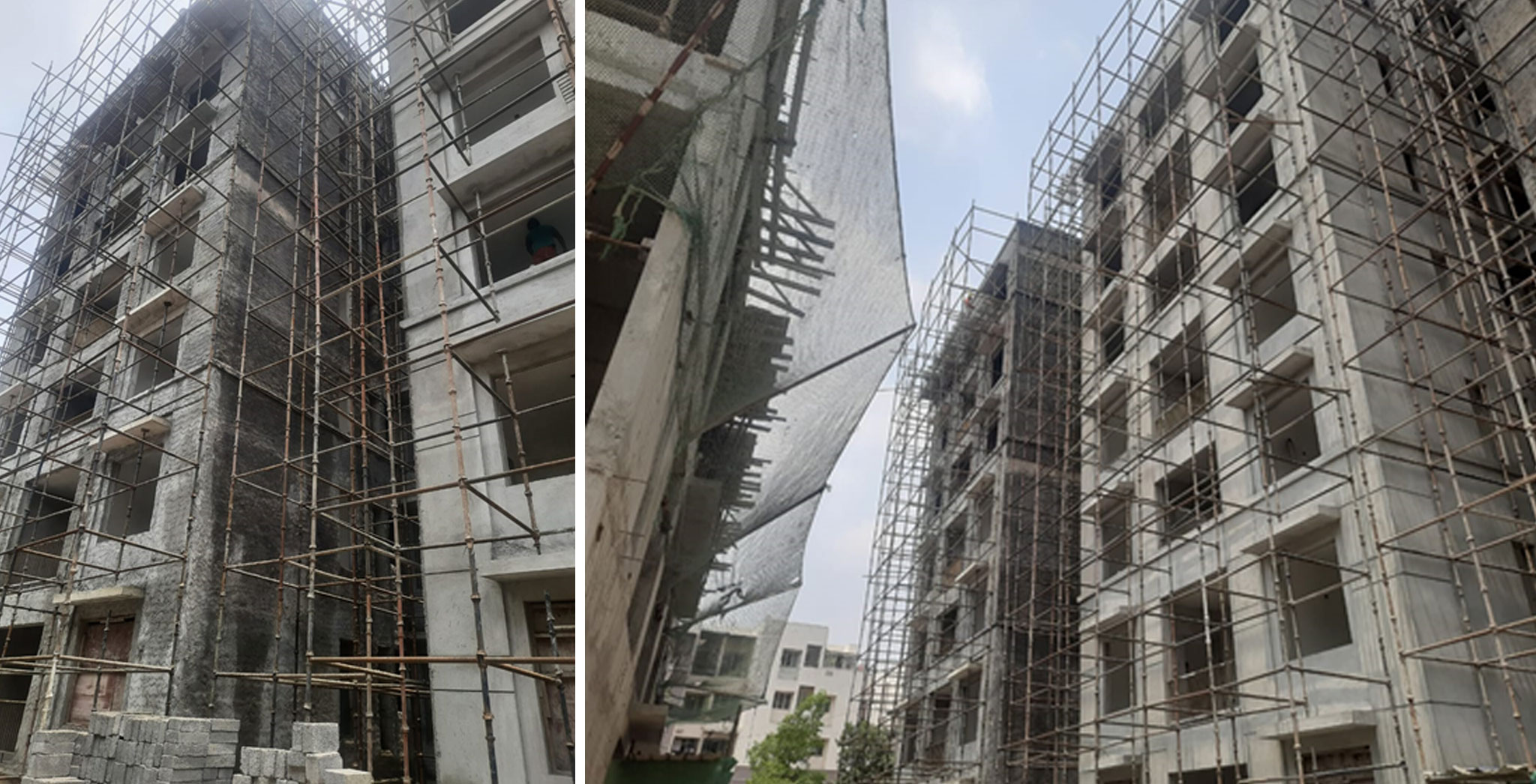 Apr 2022 - Bonito H Block: External plastering in progress
