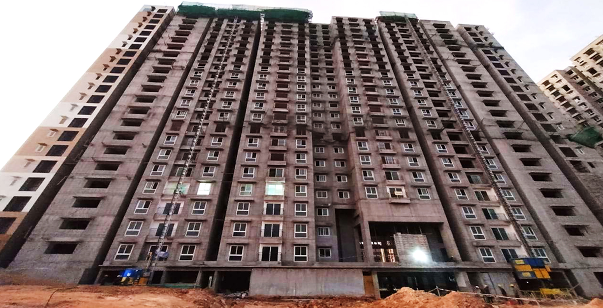 May 2022 - Helio Block: South Elevation - Structure and finishing Works in progress