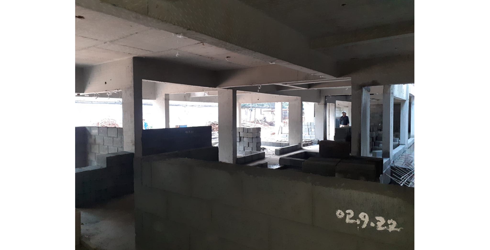 Aug 2022 - Block B: Ground floor block work WIP