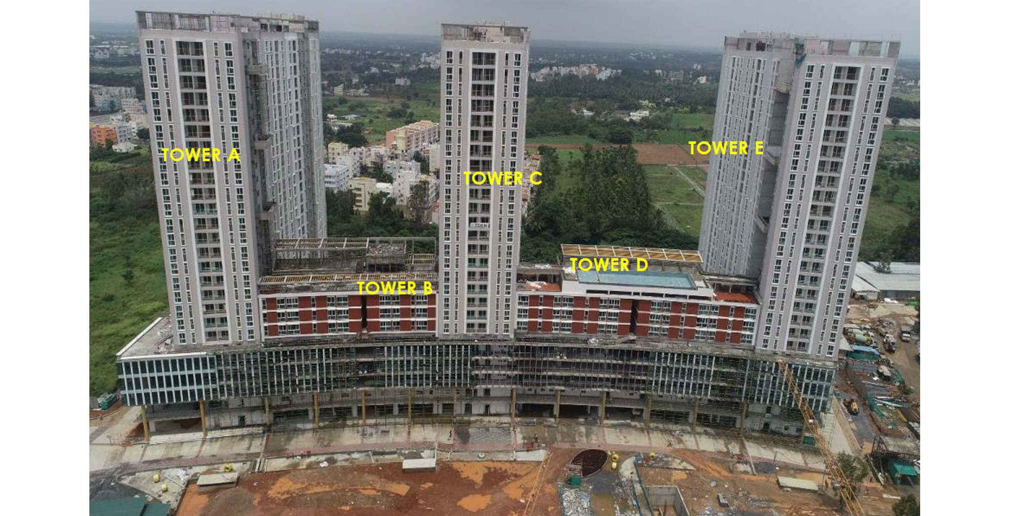 Aug 2022 - Utopia Eden: All Towers structure works completed, Internal finishing & external painting in progress