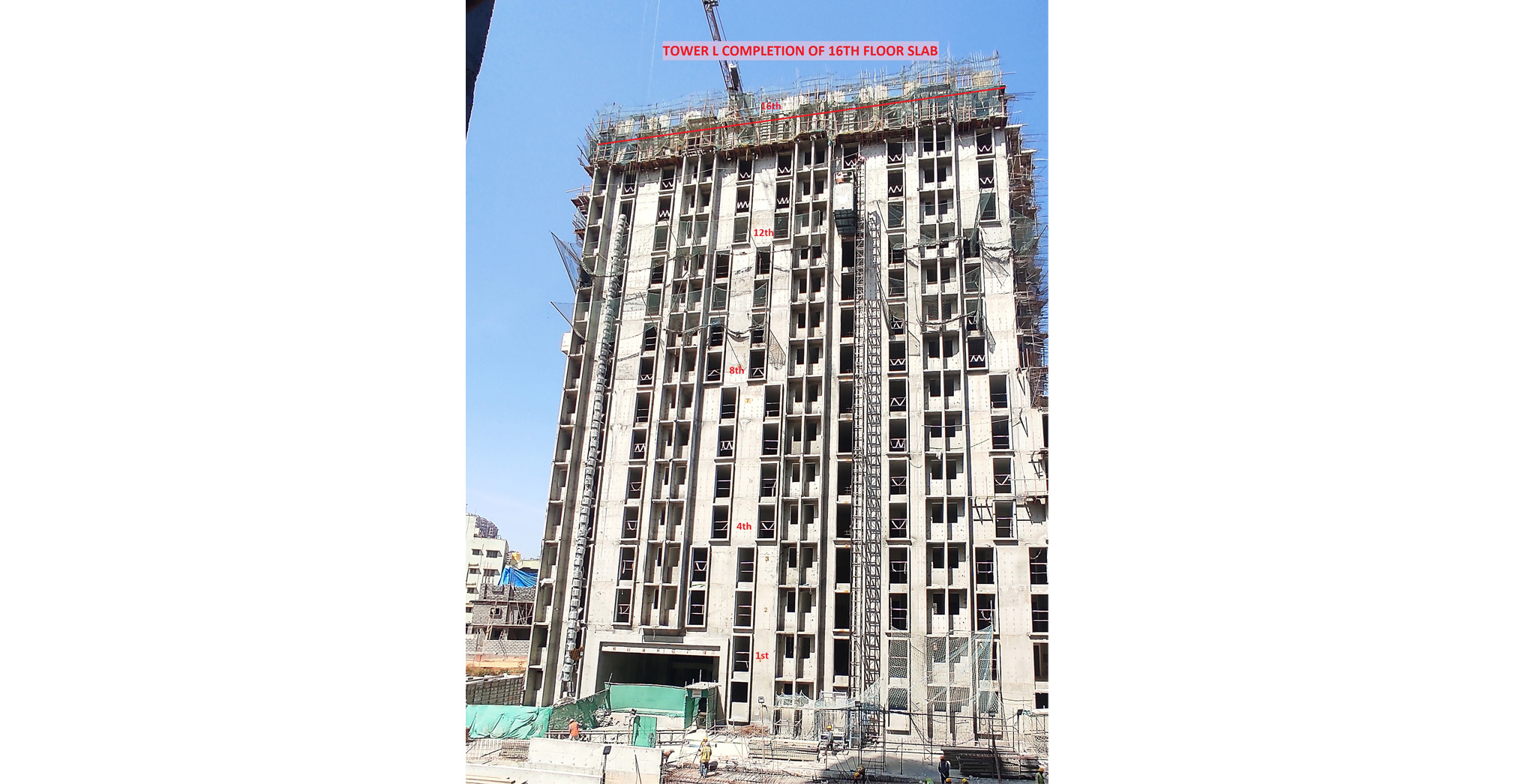 Jan 2023 - Utopia Paradise Tower L: Milestone Release – On Casting of 16th Floor Slab – Status as on 25th January 2023