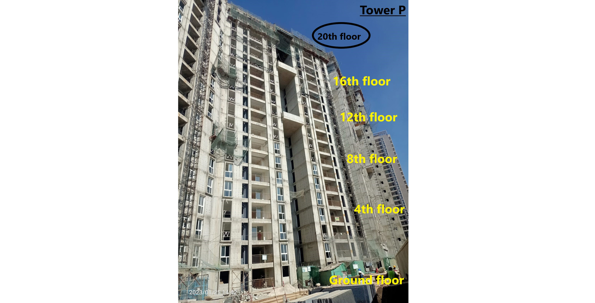 Jan 2023 - Utopia Tranquil Tower P: Milestone Release – On Casting of 20th Floor Slab – Status as on 25th January 2023