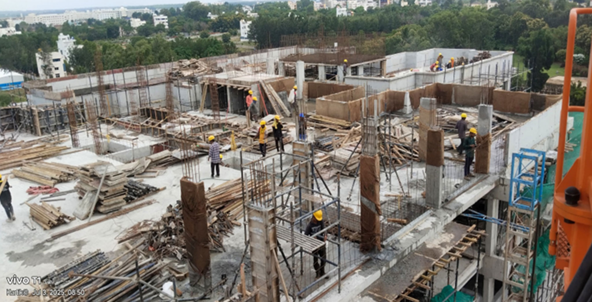 Jun 2025 - Brigade Orchards Fairmont Tower A: Above terrace activities WIP. LMR room shuttering WIP