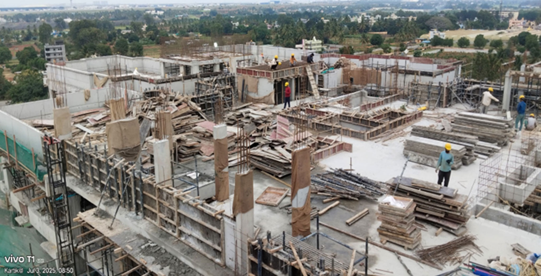 Jun 2025 - Brigade Orchards Fairmont Tower B: Above terrace activities WIP. LMR room ready for concreting. Parapet wall concreting WIP