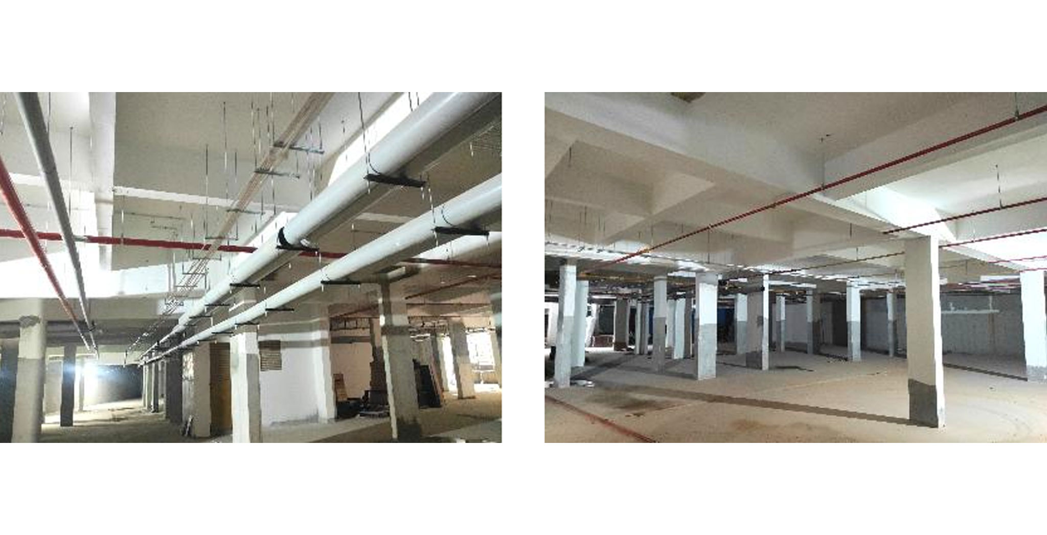 Aug 2025 - Brigade Orchards Fairmont Basement activities: Painting work in progress. Service ceiling piping work in progress