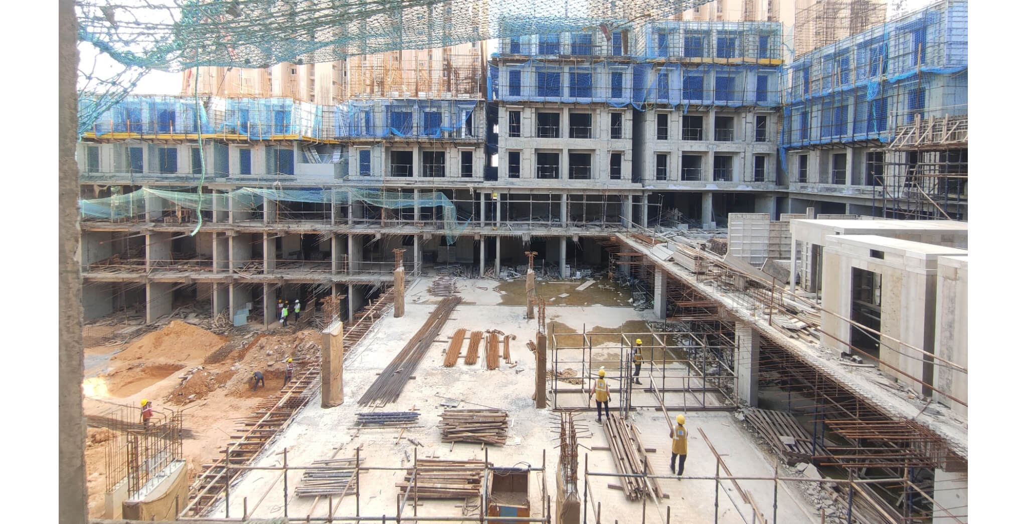  Wing C -3rd floor slab concrete completed, Non tower Area Upper basement and Ground floor slab shuttering WIP - Status Images 10