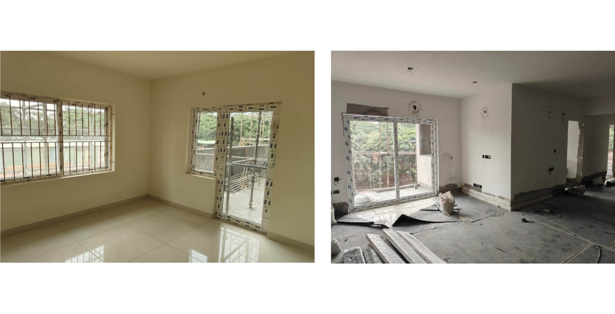 Sep 2025 - Brigade Orchards Fairmont Tower 1 and 2: Floor tiling & Fixing of Doors and windows work in progress