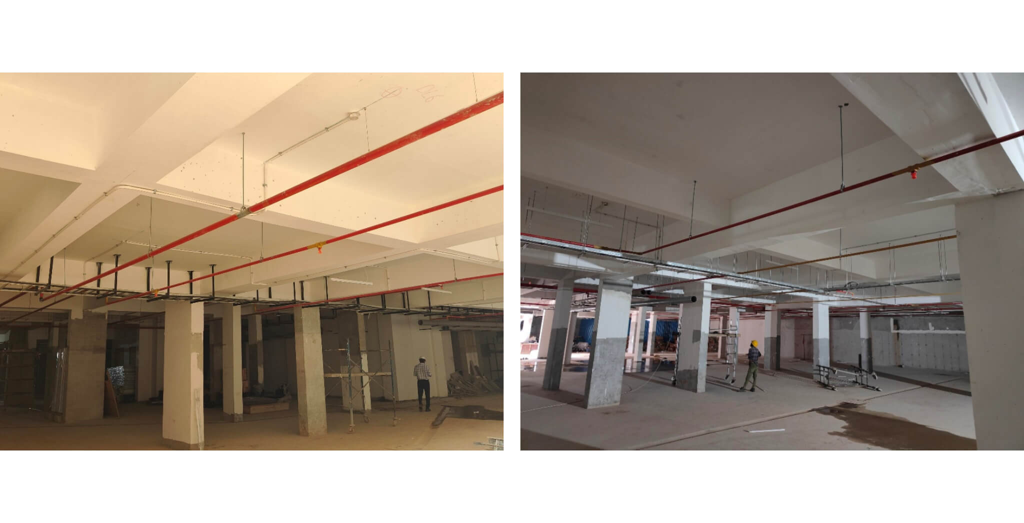 Sep 2025 - Brigade Orchards Fairmont Basement Activities: Painting work in progress and Service ceiling piping work in progress