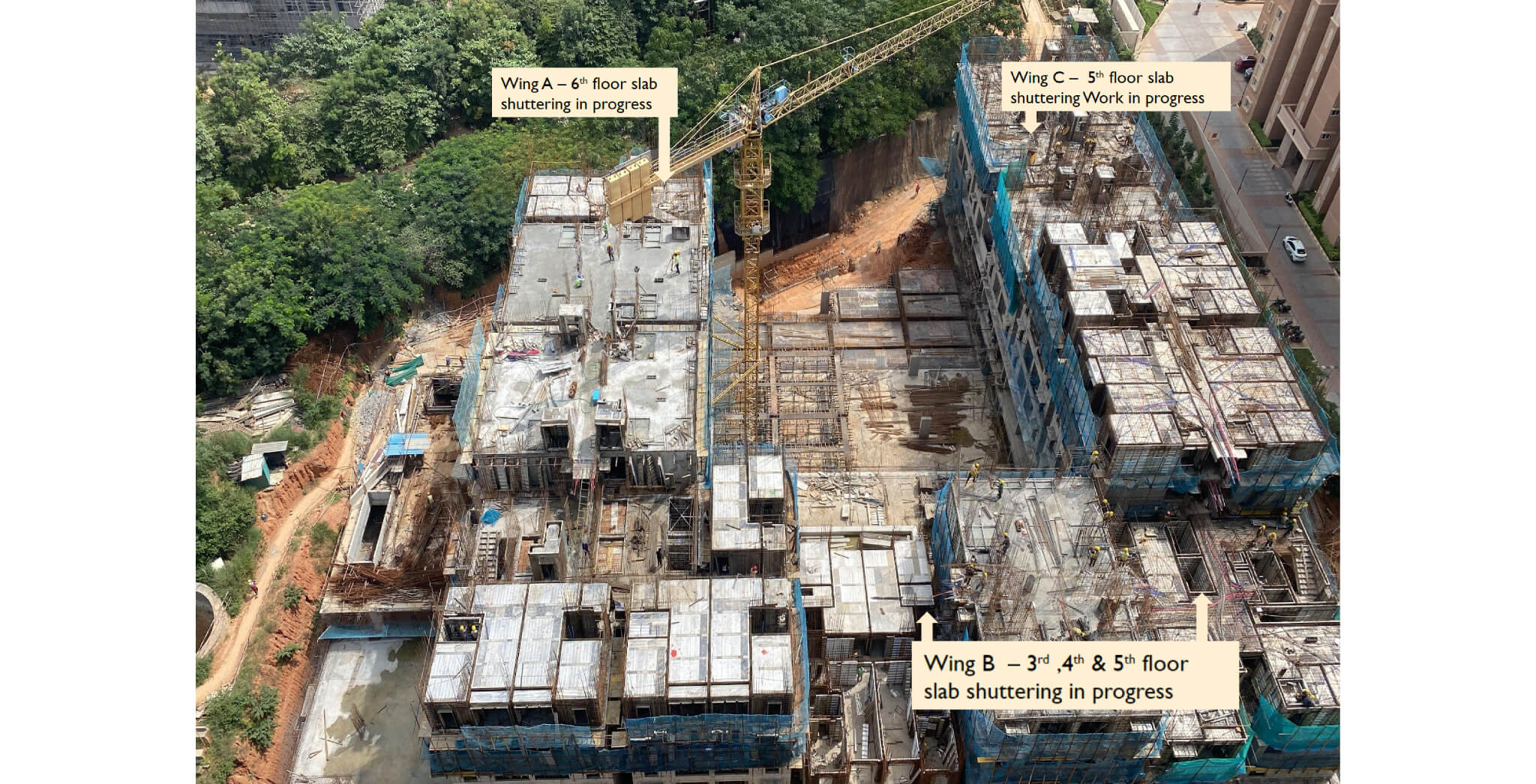  OVERALL VIEW – 1.Wing A&C – 6th and 5th floor slab shuttering  WIP  2. Wing – C –   3rd ,4th and 5th floor slab shuttering WIP - Status Images 0