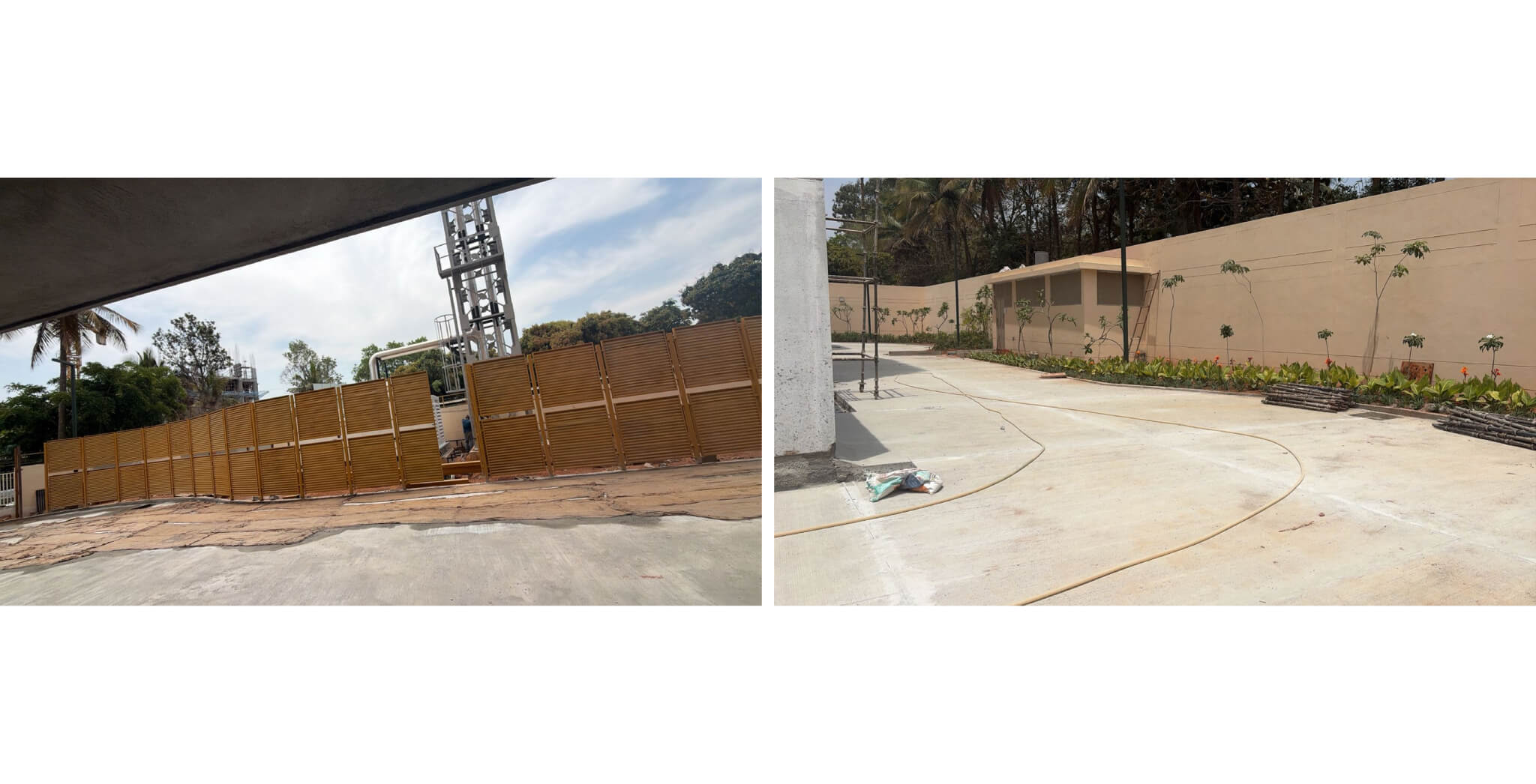 Mar 2026 - Brigade Orchards Fairmont Tower A and B: DG Yard fencing WIP, External development Paver's work completed and Compound wall first coat completed