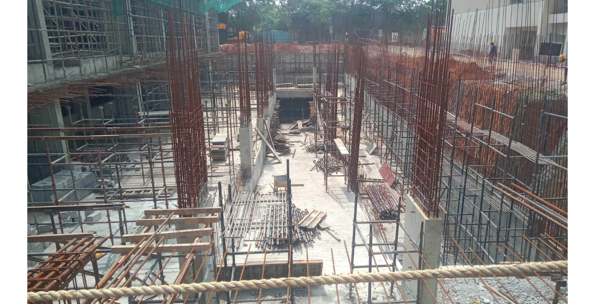  B block entry & exit ramp | B1-GF retaining wall & column shuttering work in progress - Status Images 6