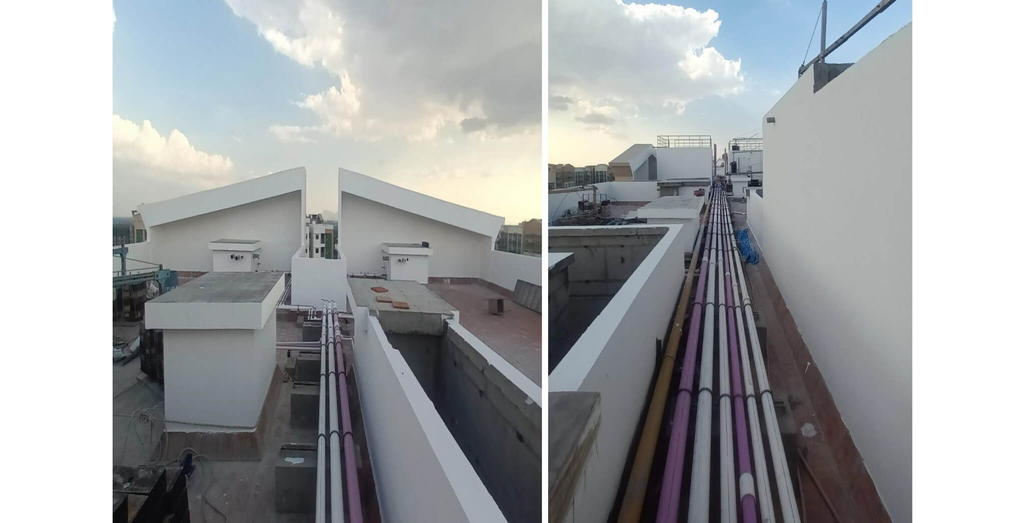  Terrace waterproofing and Terrace Tiling Completed 
and Plumbing Pipe Fixing and Painting progress - Status Images 1