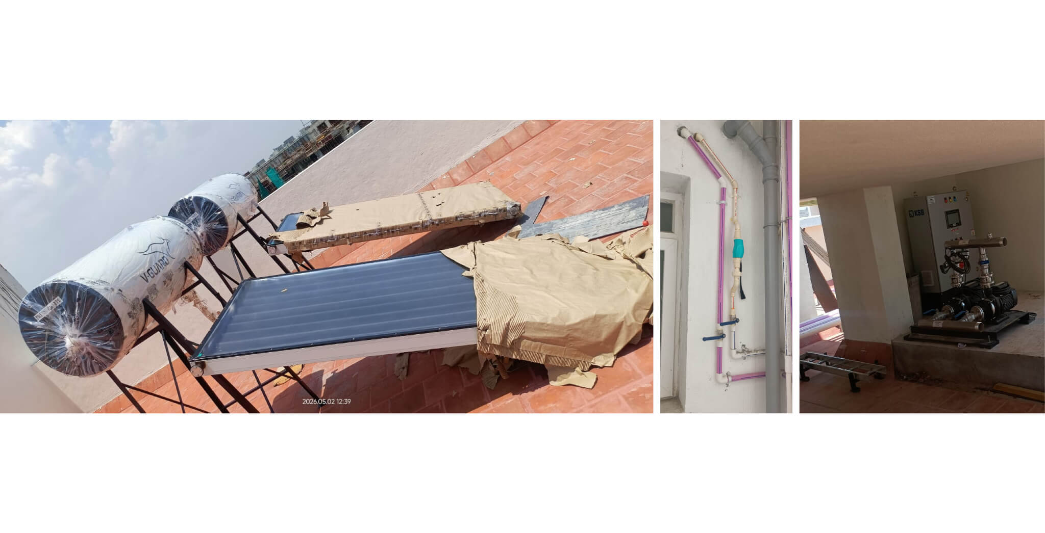 Jun 2026 - Brigade Orchards Fairmont Tower A and B: Above terrace activities - Pump & solar installation and Water meter installation work Jun 2026 - Brigade Orchards Fairmont Tower A and B: Above terrace activities - Pump & solar installation and Water meter installation work