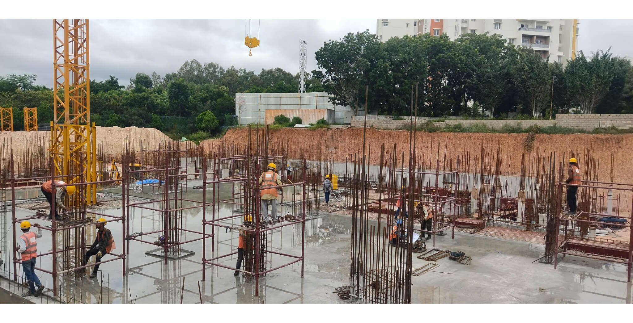Aug 2026 - Part of slab in Upper Basement is cast. Slab Shuttering works in progress for the remaining areas Aug 2026 - Part of slab in Upper Basement is cast. Slab Shuttering works in progress for the remaining areas