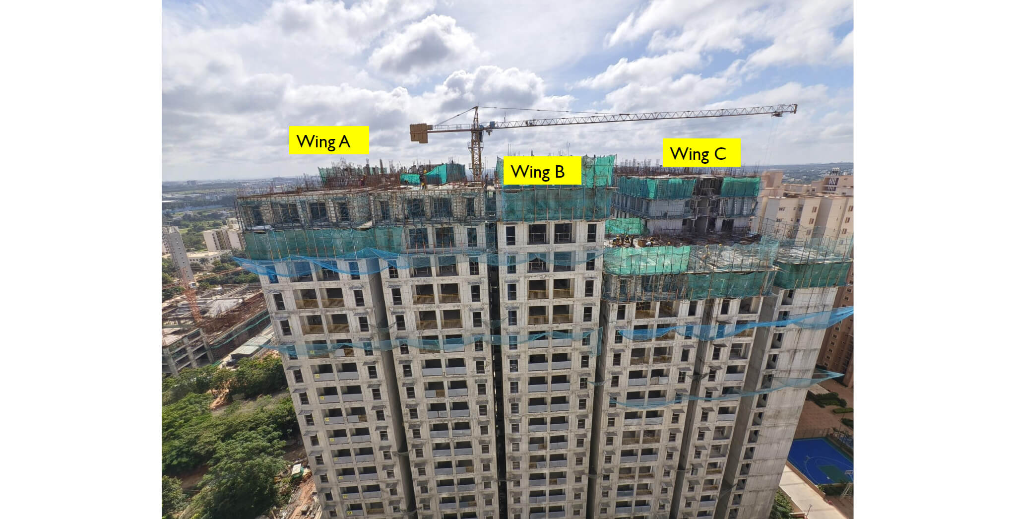  Overall View - Wing A - Terrace slab shuttering WIP, Wing B - 20th and terrace slab shuttering WIP - Status Images 1
