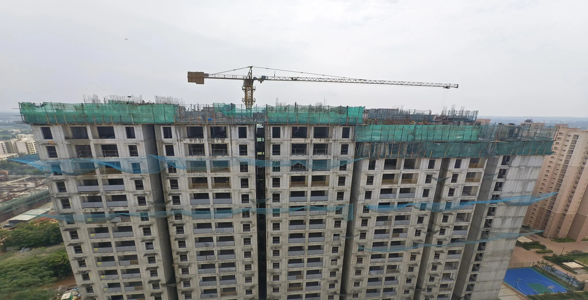   OVERALL VIEW – 1.Wing A – Above terrace works in progress  
                            2. Wing B –Terrace slab shuttering and Above terrace works in progress
                            3. Wing C –Above terrace works in progress - Status Images 15